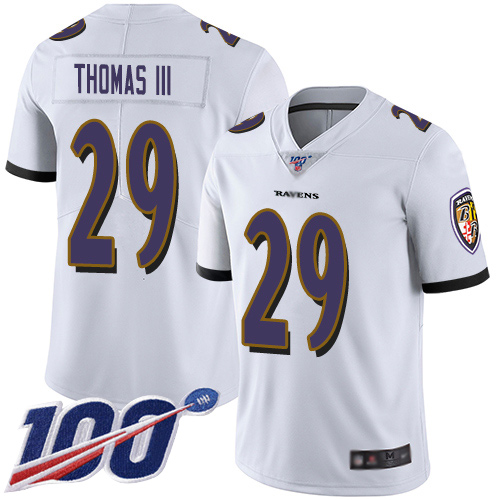 Baltimore Ravens Limited White Men Earl Thomas III Road Jersey NFL Football 29 100th Season Vapor Untouchable